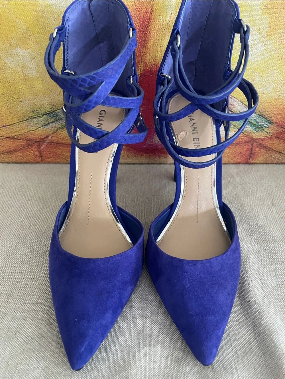 Gianni Bini Strappy Pointed-Toe Stiletto Heels 6.5   4” heel